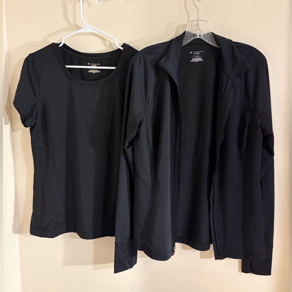 Tek Gear NWOT matching black jacket and tee size Large